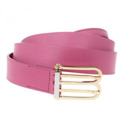 Pre Owned Balenciaga Pink Leather B Buckle Belt 95 CM