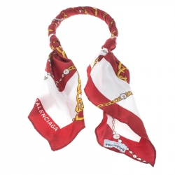Pre Owned Balenciaga Jewel Printed Silk Choker Scarf Necklace