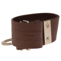 Pre Owned Balenciaga Beige Leather Tube Key Ring