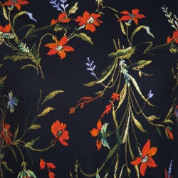 Pre Owned Balenciaga Black Wildfower Printed Crepe Cap Sleeve Asymmetric Dress M