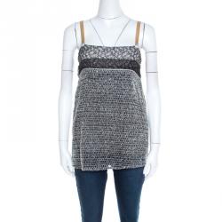 Pre Owned Balenciaga Grey Embroidered Floral Print Textured Mesh Detail Camisole M