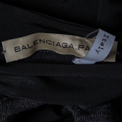 Pre Owned Balenciaga Black Jersey & Grey Overlay Detail Mini Dress M