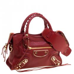 Pre Owned Balenciaga Rouge Vif Leather Mini RGH City Tote