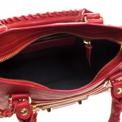 Pre Owned Balenciaga Rouge Vif Leather Mini RGH City Tote