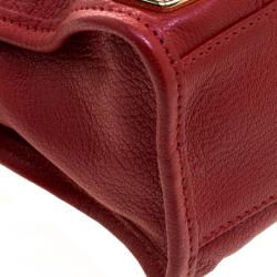 Pre Owned Balenciaga Rouge Vif Leather Mini RGH City Tote