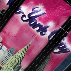 Pre Owned Balenciaga Pink Printed Leather New York City Bazar Shopper Tote