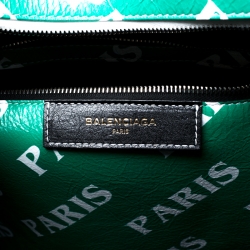 مملوكة مسبقًا Balenciaga Green Printed Leather Paris Bazar Shopper Tote