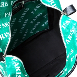 مملوكة مسبقًا Balenciaga Green Printed Leather Paris Bazar Shopper Tote