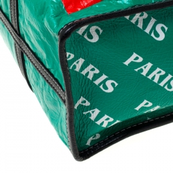 مملوكة مسبقًا Balenciaga Green Printed Leather Paris Bazar Shopper Tote