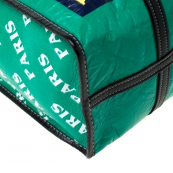 مملوكة مسبقًا Balenciaga Green Printed Leather Paris Bazar Shopper Tote