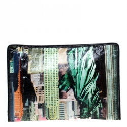 Pre Owned Balenciaga Multicoclor Leather Bazar NYC City Arena Clutch