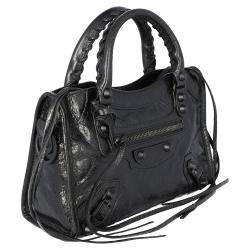 Pre Owned  Balenciaga Black Leather Mini City Bag 