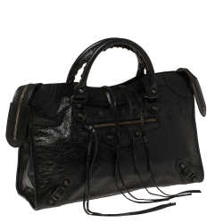 Pre Owned Balenciaga Black Leather RH City Bag