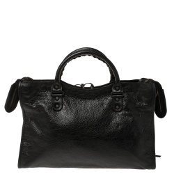 Pre Owned Balenciaga Black Leather RH City Bag
