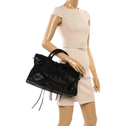 Pre Owned Balenciaga Black Leather RH City Bag