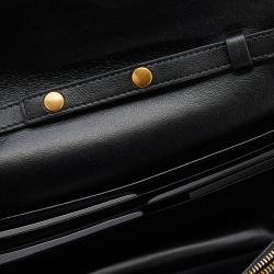 Pre Owned Balenciaga Black Lizard Embossed Leather B. Logo Wallet On Chain