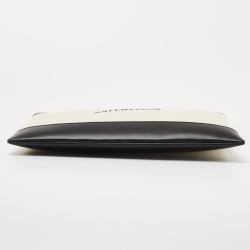 Pre Owned Balenciaga Black/Cream Canvas and Leather Clip M Clutch