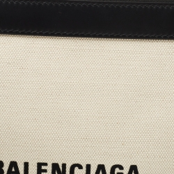Pre Owned Balenciaga Black/Cream Canvas and Leather Clip M Clutch