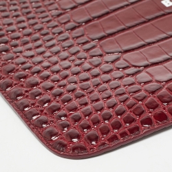 مملوكة مسبقًا Balenciaga Red Croc Embossed Leather Flat Zip Pouch