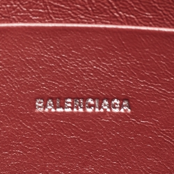 مملوكة مسبقًا Balenciaga Red Croc Embossed Leather Flat Zip Pouch