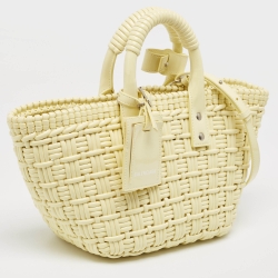 �مملوكة مسبقًا Balenciaga Cream Woven Faux Leather XS Bistro Basket Bag