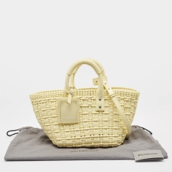 مملوكة مسبقًا Balenciaga Cream Woven Faux Leather XS Bistro Basket Bag