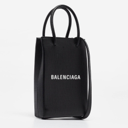 Pre Owned Balenciaga Black Leather Phone Holder Crossbody Bag