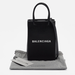 Pre Owned Balenciaga Black Leather Phone Holder Crossbody Bag