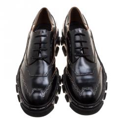 Pre Owned Balenciaga Black Leather Topstitch Platform Derby Size 40