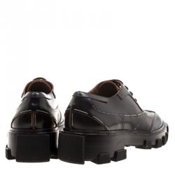 Pre Owned Balenciaga Black Leather Topstitch Platform Derby Size 40