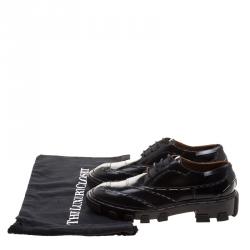 Pre Owned Balenciaga Black Leather Topstitch Platform Derby Size 40