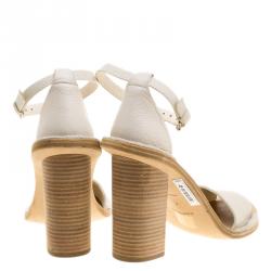Balenciaga Cream Leather Ankle Strap Block Heel Sandals Size 40