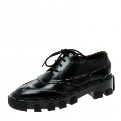 Balenciaga Black Leather Topstitch Platform Derby Size 36
