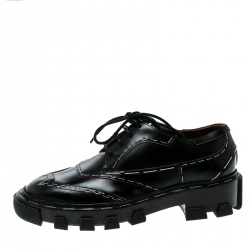 Balenciaga Black Leather Topstitch Platform Derby Size 36