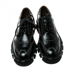 Balenciaga Black Leather Topstitch Platform Derby Size 36