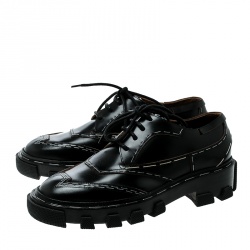 Balenciaga Black Leather Topstitch Platform Derby Size 36