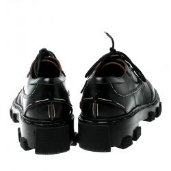 Balenciaga Black Leather Topstitch Platform Derby Size 36