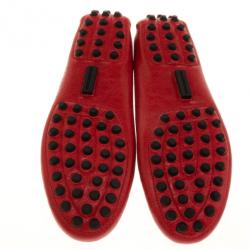 Pre Owned Balenciaga Red Leather Arena Brogue Loafers Size 38 