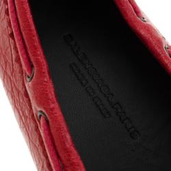 Pre Owned Balenciaga Red Leather Arena Brogue Loafers Size 38 