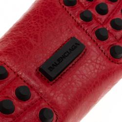 Pre Owned Balenciaga Red Leather Arena Brogue Loafers Size 38 