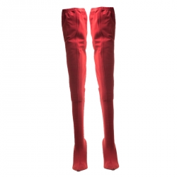 Pre Owned Balenciaga Red Stretch Fabric Knife Pointed Toe Thigh High Boots Size 40