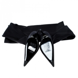 Pre Owned حذاء بوت فوق الركبه بالنسياغا مقدمة مدببة نايلون أسود مقاس 37