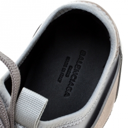 Pre Owned Balenciaga Grey Mesh, Leather And Patent Leather Race Runner Sneakers Size 36