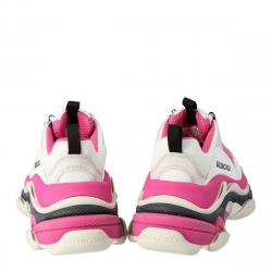 مملوكة مسبقًا Balenciaga White/Pink Leather and Mesh Triple S Platform Sneakers Size 37