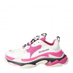 مملوكة مسبقًا Balenciaga White/Pink Leather and Mesh Triple S Platform Sneakers Size 38