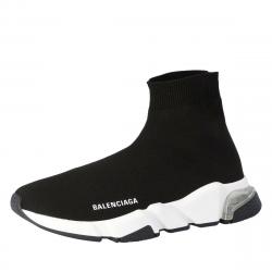 Pre Owned Balenciaga Black Knit Speed Clear Sole Sneakers Size 38