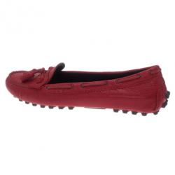 Pre Owned حذاء لوفرز بالنسيياغا آرينا بروج جلد أحمر مقاس 38.5