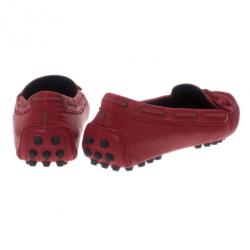 Pre Owned حذاء لوفرز بالنسيياغا آرينا بروج جلد أحمر مقاس 38.5