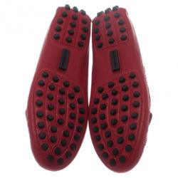 Pre Owned حذاء لوفرز بالنسيياغا آرينا بروج جلد أحمر مقاس 38.5