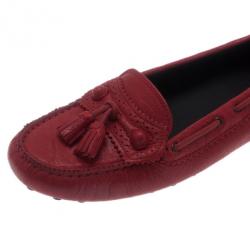 Pre Owned حذاء لوفرز بالنسيياغا آرينا بروج جلد أحمر مقاس 38.5